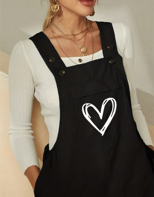 Load image into Gallery viewer, Heart Square Neck Wide Strap Overalls
