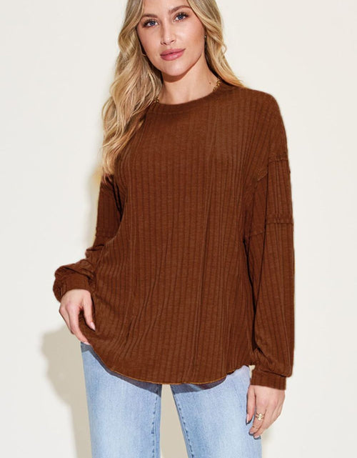 Load image into Gallery viewer, Basic Bae Full Size Ribbed Round Neck Long Sleeve T-Shirt
