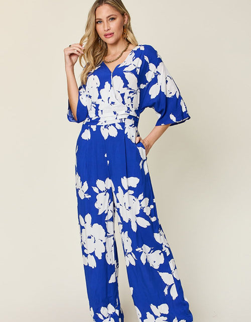 Load image into Gallery viewer, Double Take Full Size Printed Tie Back Wide Leg Jumpsuit
