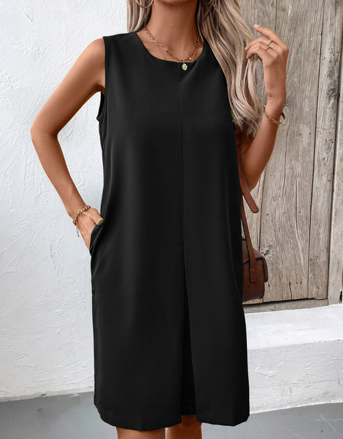 Load image into Gallery viewer, Ivy Lane Pocketed Round Neck Sleeveless Mini Dress
