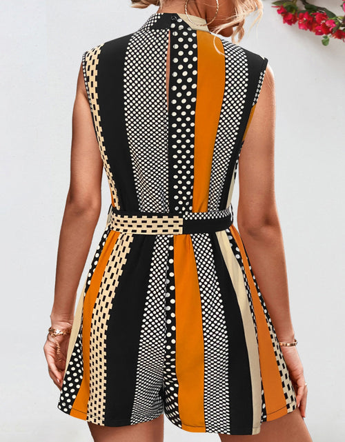 Load image into Gallery viewer, Tied Color Block Sleeveless Romper
