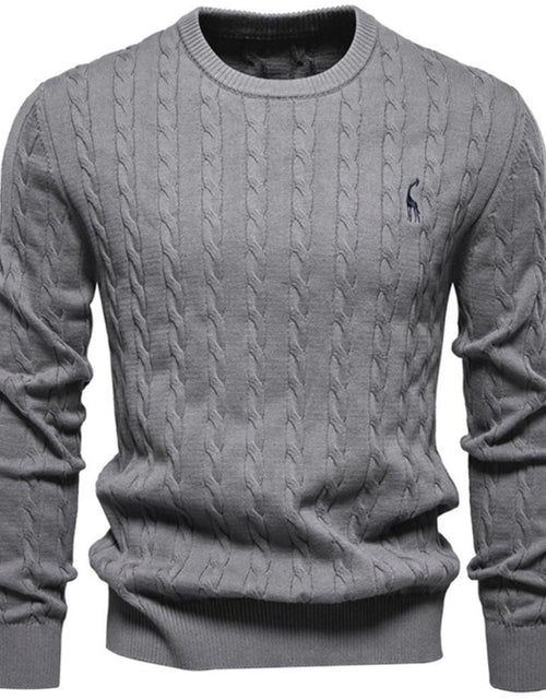 Load image into Gallery viewer, Men's Cable-Knit Round Neck Long Sleeve Sweater
