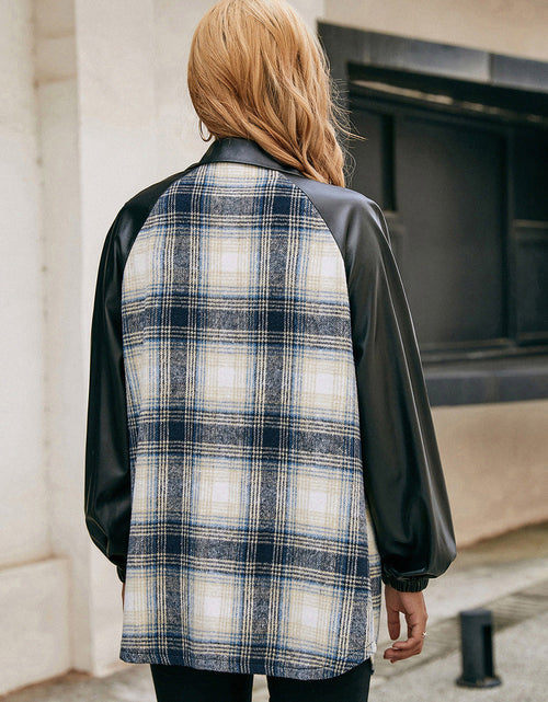 Load image into Gallery viewer, Ivy Lane Plaid Button Down Raglan Sleeve Jacket
