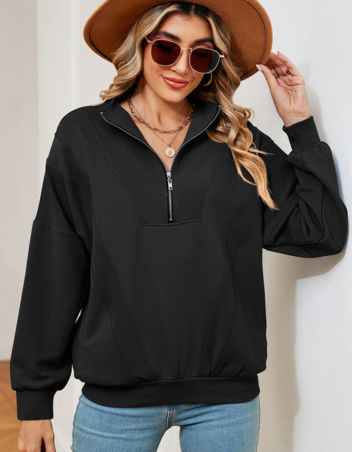 Load image into Gallery viewer, Half Zip Dropped Shoulder Sweatshirt
