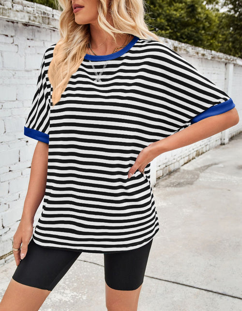 Load image into Gallery viewer, Lovelet Striped Round Neck Half Sleeve T-Shirt
