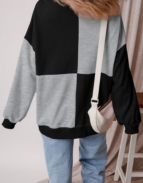 Load image into Gallery viewer, Color Block Half Button Long Sleeve Sweatshirt

