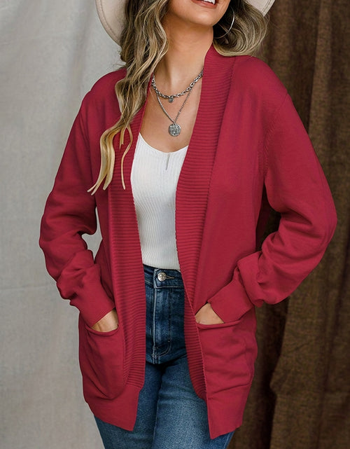 Load image into Gallery viewer, Open Front Long Sleeve Sweater Cardigan
