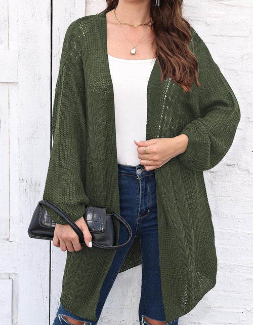 Load image into Gallery viewer, Cable-Knit Open Front Long Sleeve Cardigan
