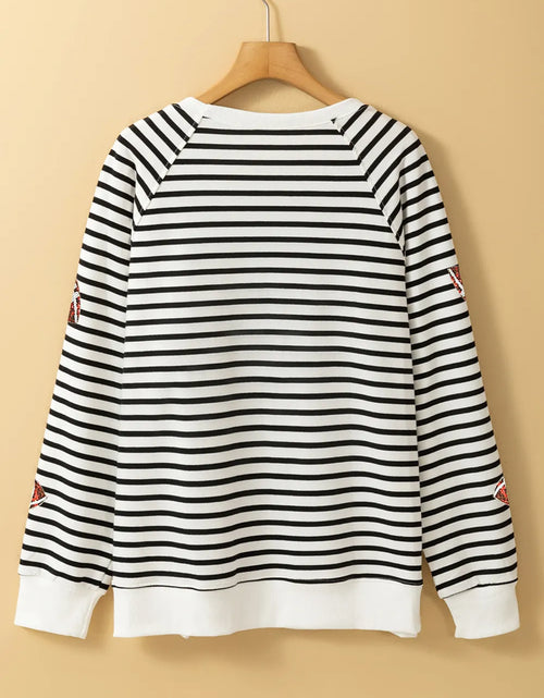 Load image into Gallery viewer, Sequin Football Striped Long Sleeve Sweatshirt
