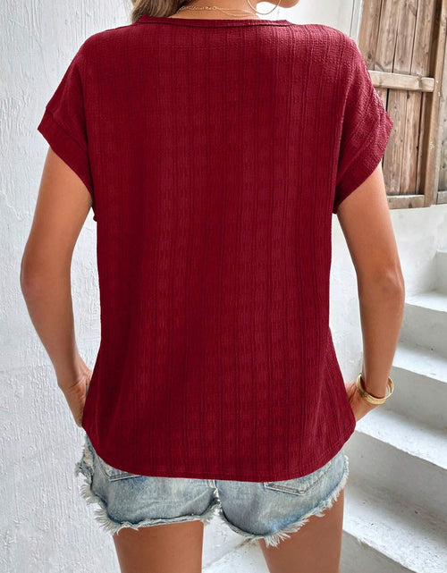 Load image into Gallery viewer, Textured Round Neck Short Sleeve Top
