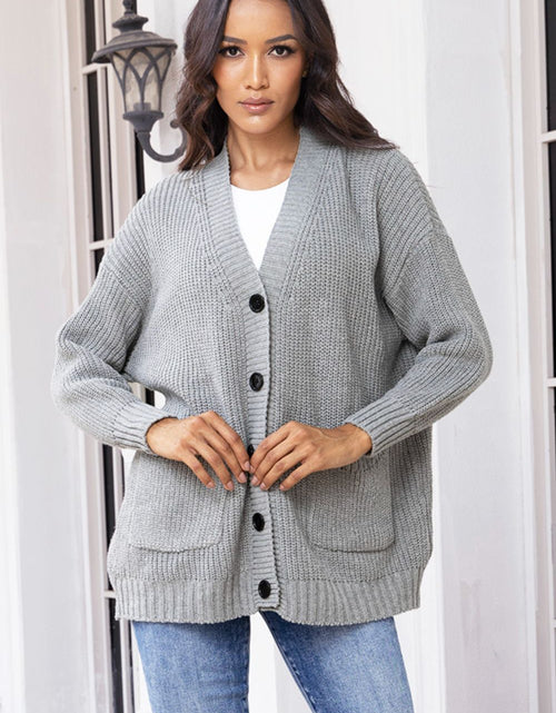Load image into Gallery viewer, Button Up Long Sleeve Cardigan with Pockets
