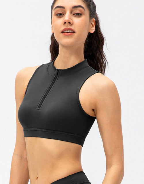 Load image into Gallery viewer, Full Size Cropped Cutout Back Zipper Front Active Tank Top
