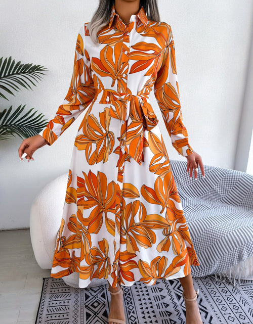Load image into Gallery viewer, Tied Button Up Long Sleeve Dress
