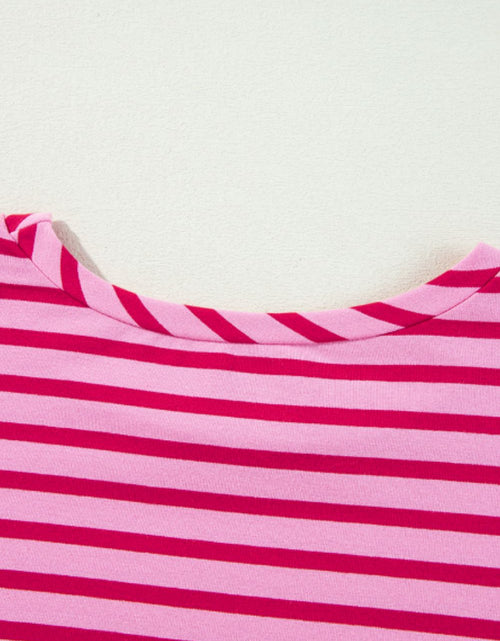 Load image into Gallery viewer, Striped Round Neck Long Sleeve Sweatshirt
