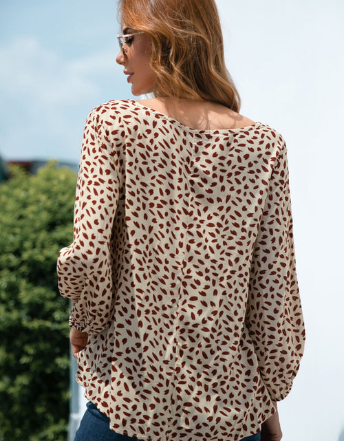 Load image into Gallery viewer, Printed V-Neck Balloon Sleeve Blouse
