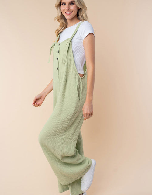 Load image into Gallery viewer, White Birch Texture Sleeveless Wide Leg Jumpsuit
