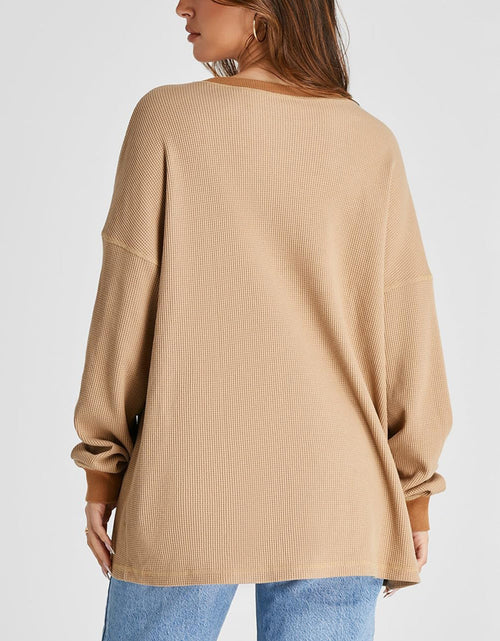 Load image into Gallery viewer, Waffle Knit Round Neck Long Sleeve T-Shirt
