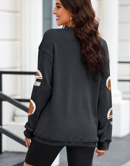 Load image into Gallery viewer, Sequin Helmet Round Neck Long Sleeve Sweatshirt
