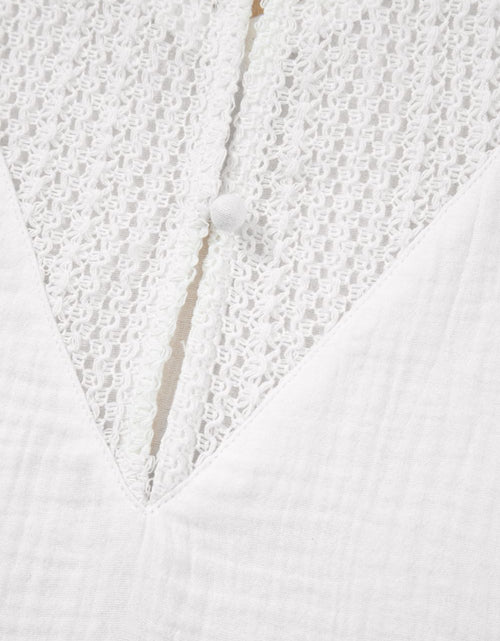 Load image into Gallery viewer, Lace Crochet Textured Button Back V Neck T Shirt
