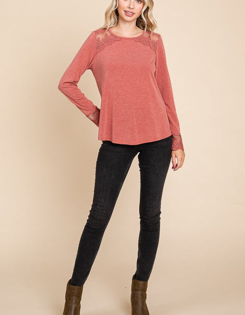 Load image into Gallery viewer, Super Lady Full Size Lace Detail Round Neck T-Shirt
