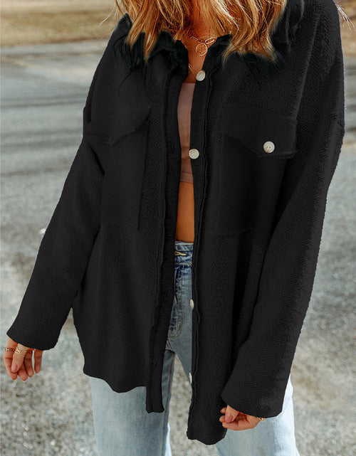 Load image into Gallery viewer, Pocketed Button Up Droppped Shoulder Jacket
