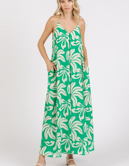 Load image into Gallery viewer, Mittoshop Printed V-Neck Maxi Cami Dress with Pockets
