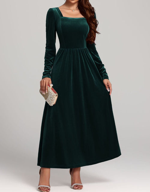Load image into Gallery viewer, Velvet Square Neck Long Sleeve Dress
