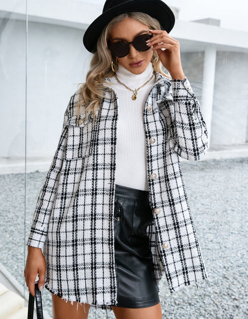 Load image into Gallery viewer, Ivy Lane Plaid Pocketed Button Up Dropped Shoulder Jacket
