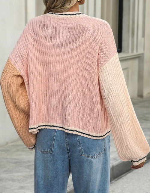 Load image into Gallery viewer, Contrast Open Front Long Sleeve Cardigan
