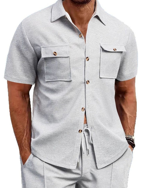 Load image into Gallery viewer, Men's Full Size Button Down Short Sleeve Shirt Plus Size
