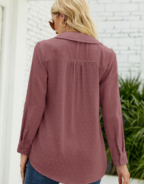 Load image into Gallery viewer, Swiss Dot Johnny Collar Blouse
