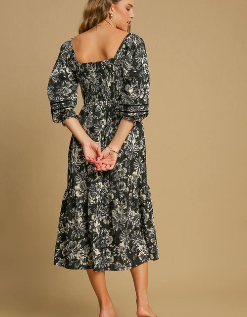 Load image into Gallery viewer, Umgee Ruffle Hem Flower Printed V-Neck Dress
