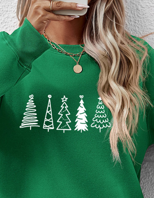 Load image into Gallery viewer, Christmas Tree Graphic Drop Shoulder Sweatshirt
