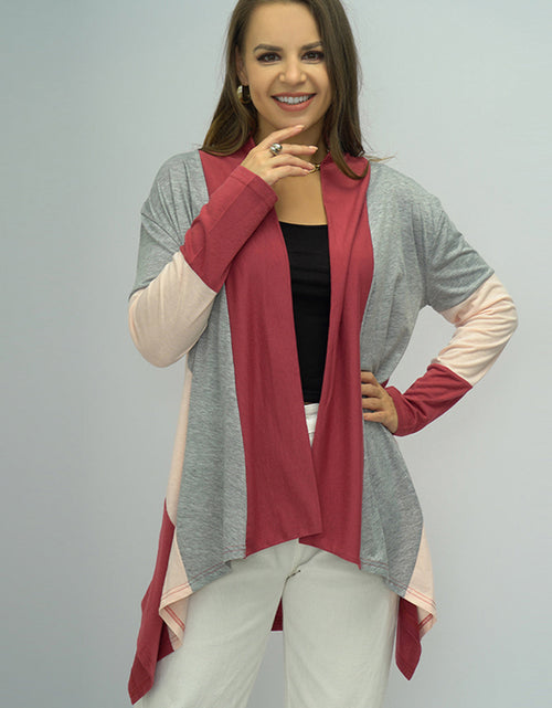 Load image into Gallery viewer, Shiny Color Block Open Front Cardigan
