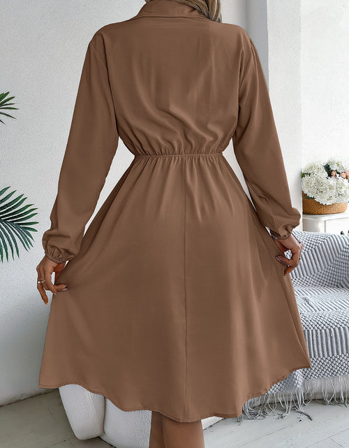 Load image into Gallery viewer, Collared Neck Long Sleeve Dress with Pockets
