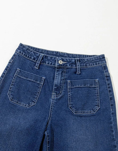 Load image into Gallery viewer, Front Pocket Patch High Waisted Wide Leg Jeans
