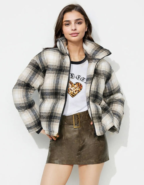 Load image into Gallery viewer, Plaid Zip Up Long Sleeve Jacket
