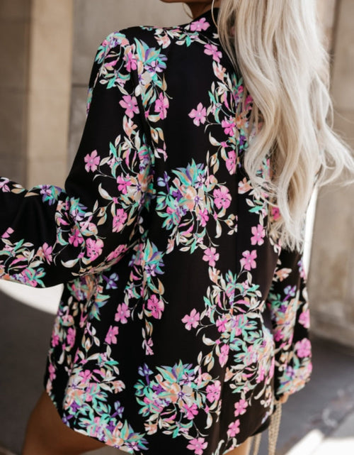 Load image into Gallery viewer, Tied Printed Collared Neck Long Sleeve Jacket
