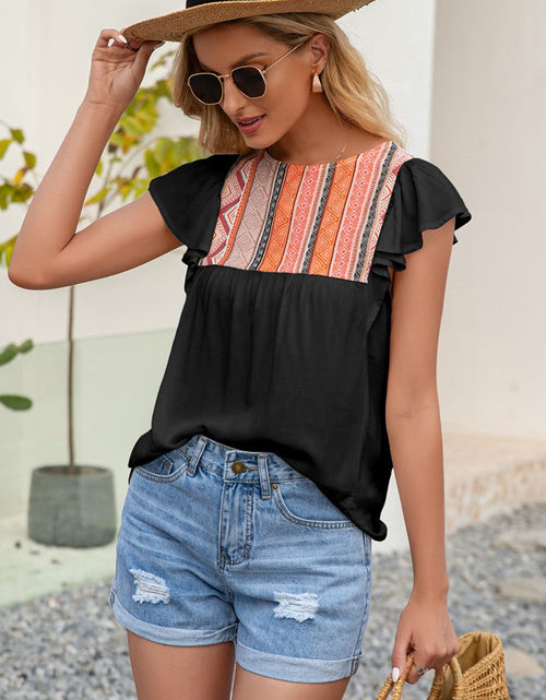 Load image into Gallery viewer, Ivy Lane Contrast Print Butterfly Sleeve Top
