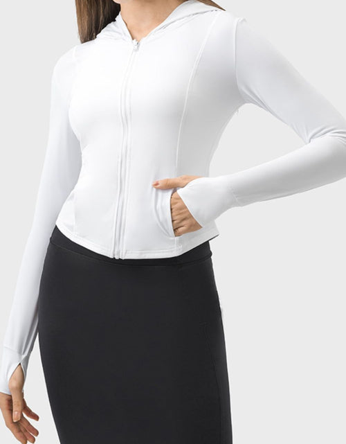 Load image into Gallery viewer, Millennia Pocketed Zip Up Hooded Long Sleeve Active Outerwear

