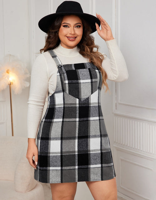 Load image into Gallery viewer, Honey Plus Size Plaid Wide Strap Overall Dress
