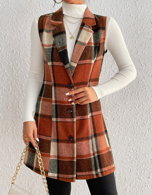 Load image into Gallery viewer, Honey Plaid Button Up Vest Coat
