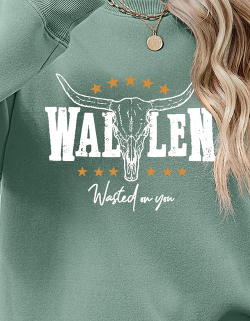 Load image into Gallery viewer, Graphic Round Neck Dropped Shoulder Sweatshirt
