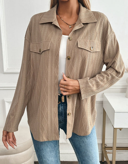 Load image into Gallery viewer, Textured Collared Neck Button Down Shacket
