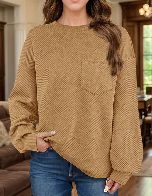 Load image into Gallery viewer, Full Size Texture Round Neck Long Sleeve Sweatshirt

