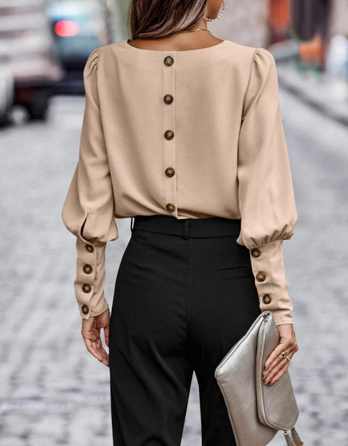Load image into Gallery viewer, Round Neck Lantern Sleeve Blouse
