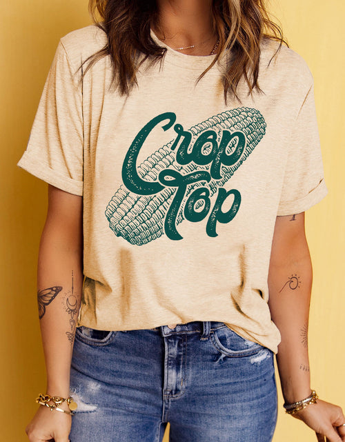 Load image into Gallery viewer, Corn Letter Graphic Cuffed Tee
