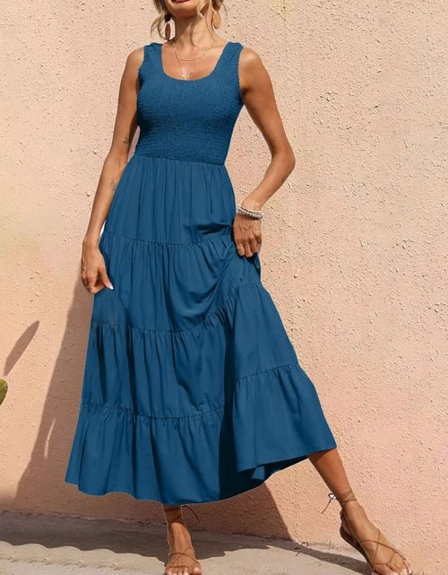 Load image into Gallery viewer, Tiered Smocked Wide Strap Dress
