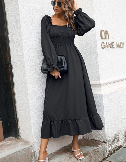 Load image into Gallery viewer, Smocked Ruffle Hem Flounce Sleeve Dress
