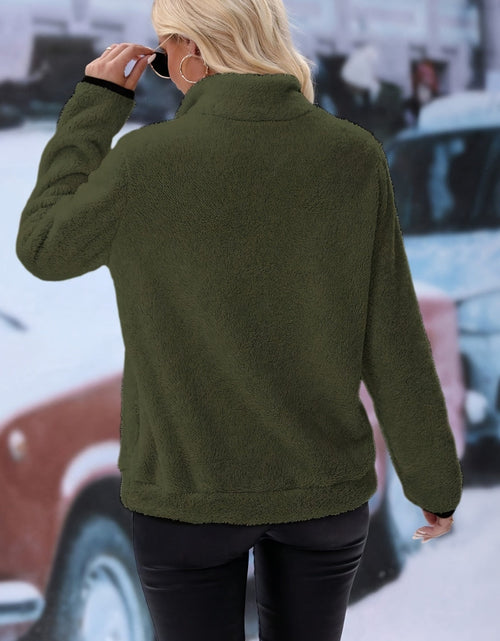 Load image into Gallery viewer, Half Zip Long Sleeve Furry Sweatshirt
